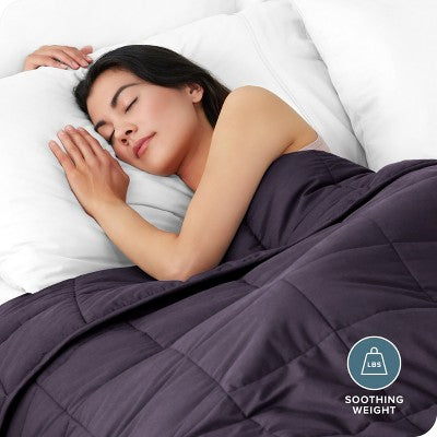 Bawełniany koc obciążeniowy odcień bakłażanowy