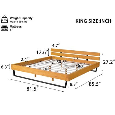 Drewniane łóżko platformowe king - styl farmhouse