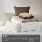 Luksusowy komplet kołdry Queen - 8 elementów, ecru (ivory)