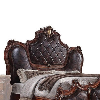 Rama łóżka California King - wygląd skóry i dębowy odcień