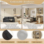 Łóżko chowane w szafie queen z sofą, półkami i szufladami