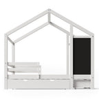 Niska rama łóżka full z daszkiem - domek do zabawy