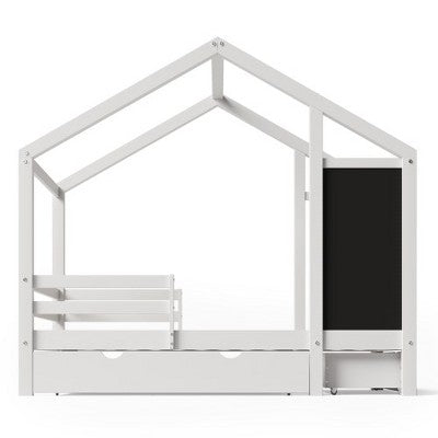 Niska rama łóżka full z daszkiem - domek do zabawy